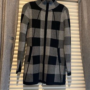Adrienne Vittadini Buffalo Check
Zip Front Sweater-Coat Black Gray